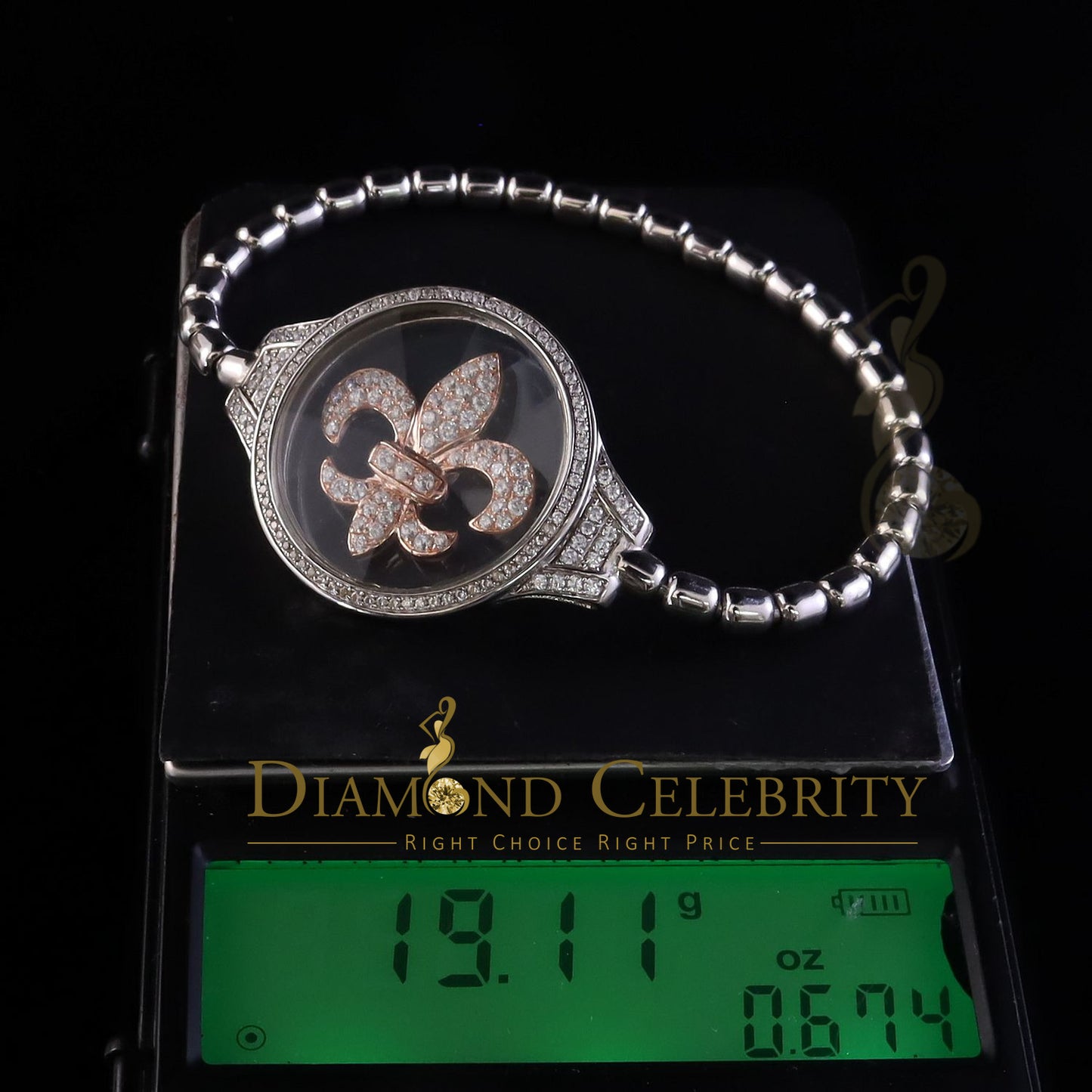 Diamondcelebritees Cubic Zirconia Size Long 7 inches 925 Sterling Silver White Dancing Bracelet