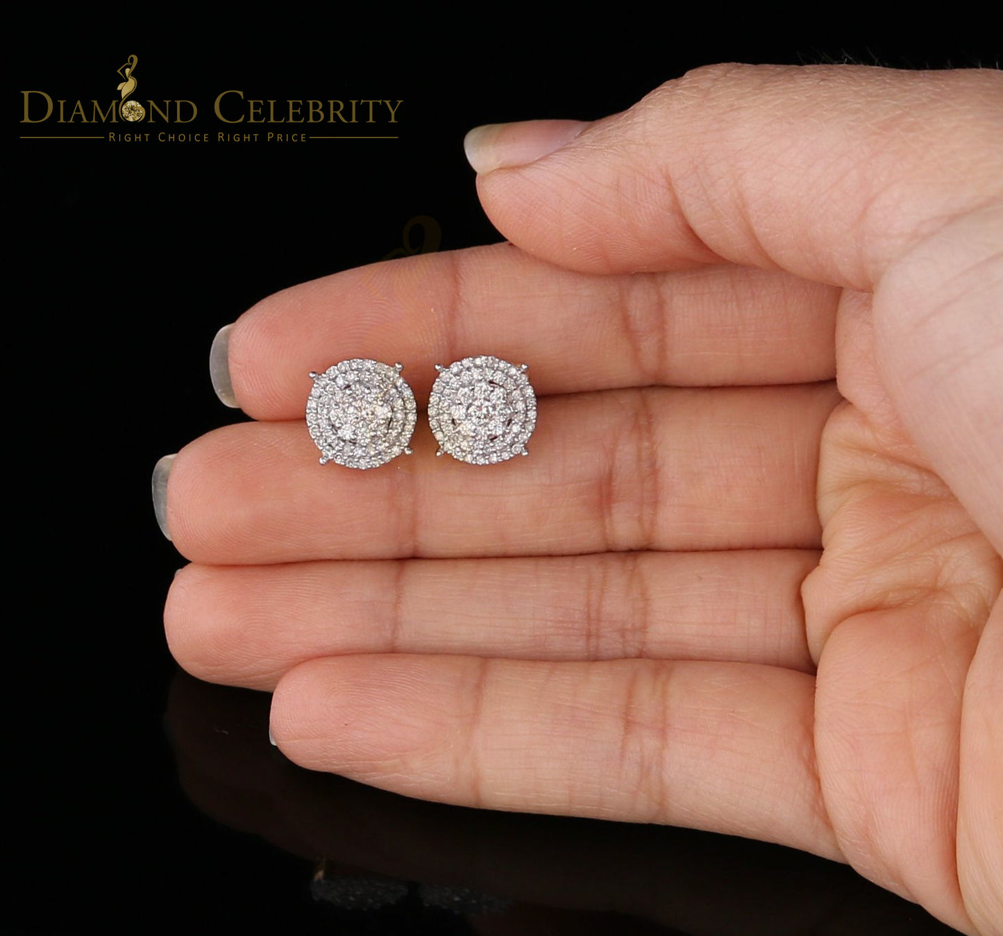 DiamondCelebritees 10K Real Yellow Gold with 0.80CT Real Diamond Men's/Women's Stud Earrings