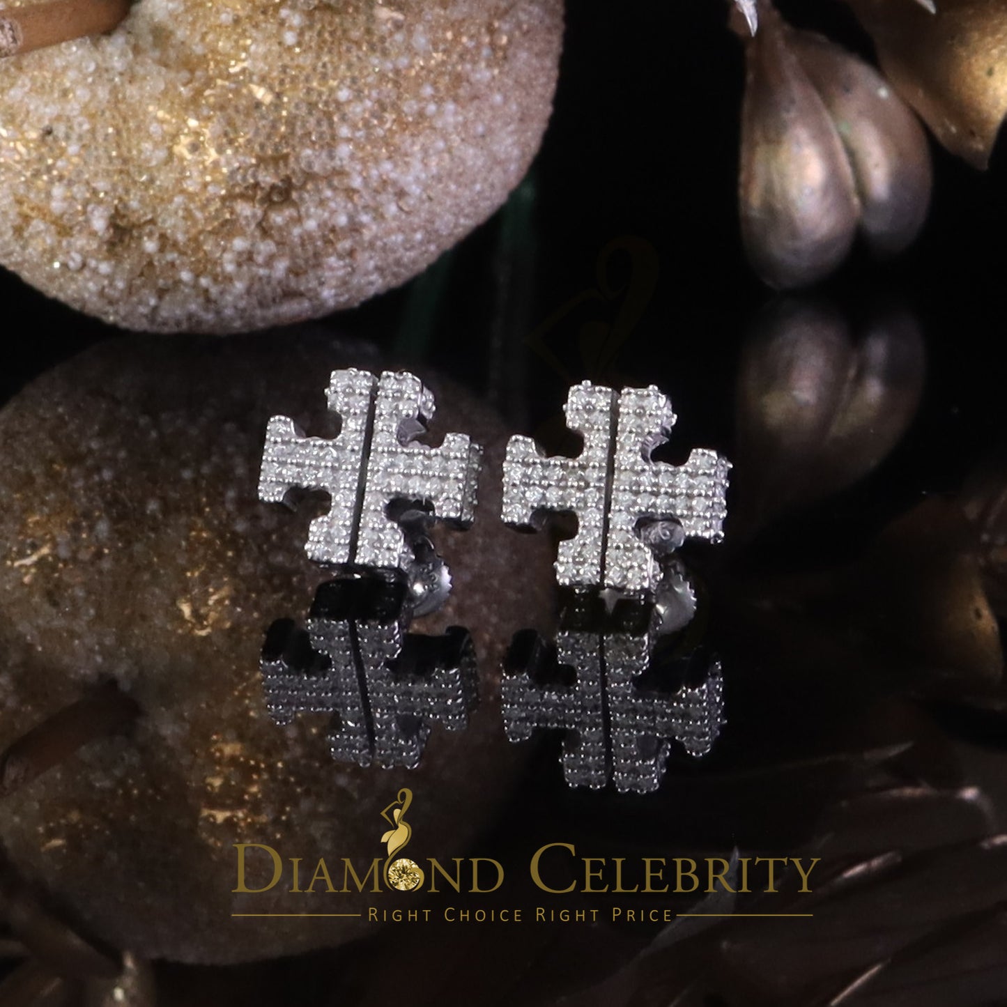 Diamondcelebritees White Designer cross 1CT VVS 'D' Moissanite Men's/Womens 925 Silver Earrings