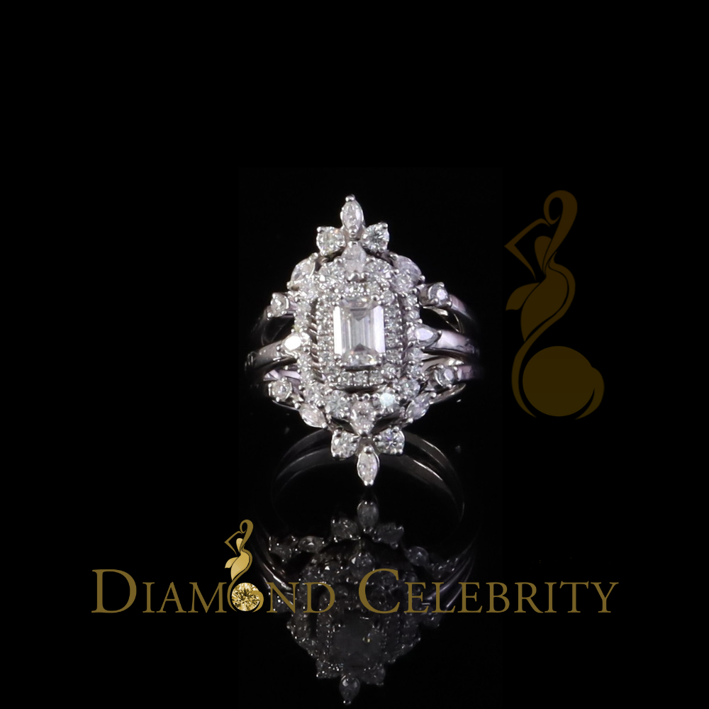 DiamondCelebritees 925 White Silver Solitaire Enhancer Guard Wrap Ring 2.00ct Moissanite Size 7