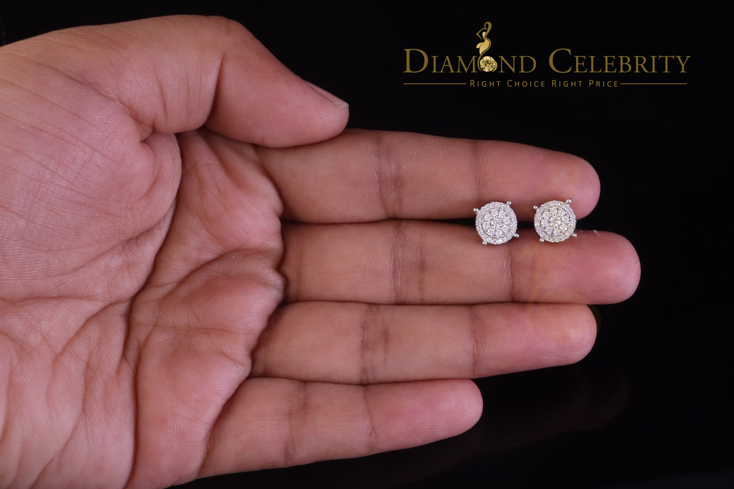 Diamondcelebritees Men's/Womens 925 Silver White 0.50ct VVS 'D' Moissanite Round Stud Earrings