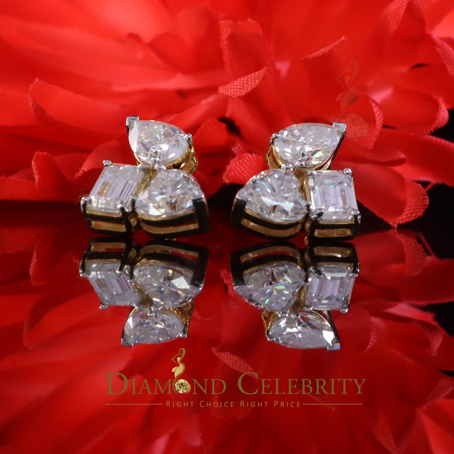 DiamondCelebritees New Classy 5.00CT VVS 'D' Moissanite 925 Silver Yellow Toi et Moi Women Earrings