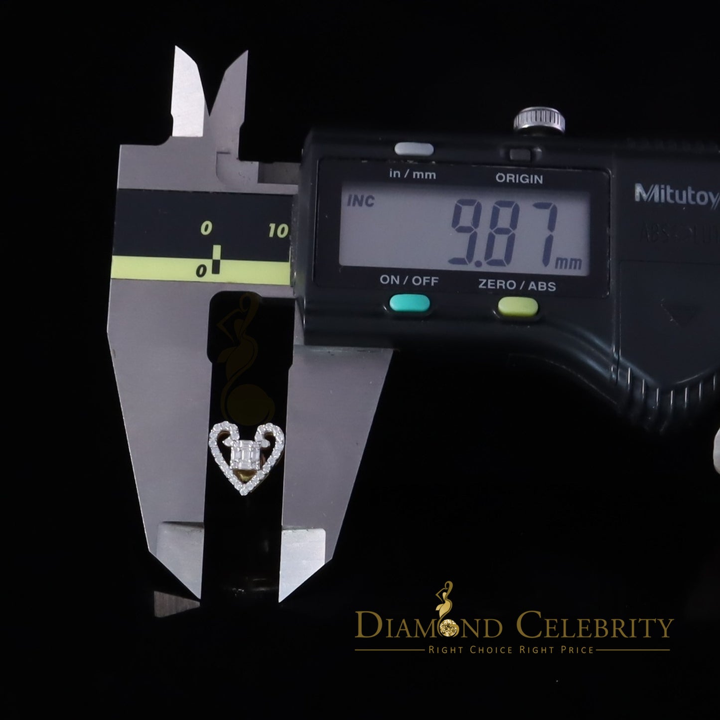 DiamondCelebritees 0.50ct Baguette VVS 'D' Moissanite Men/Womens 925 Silver Yellow Heart Earring