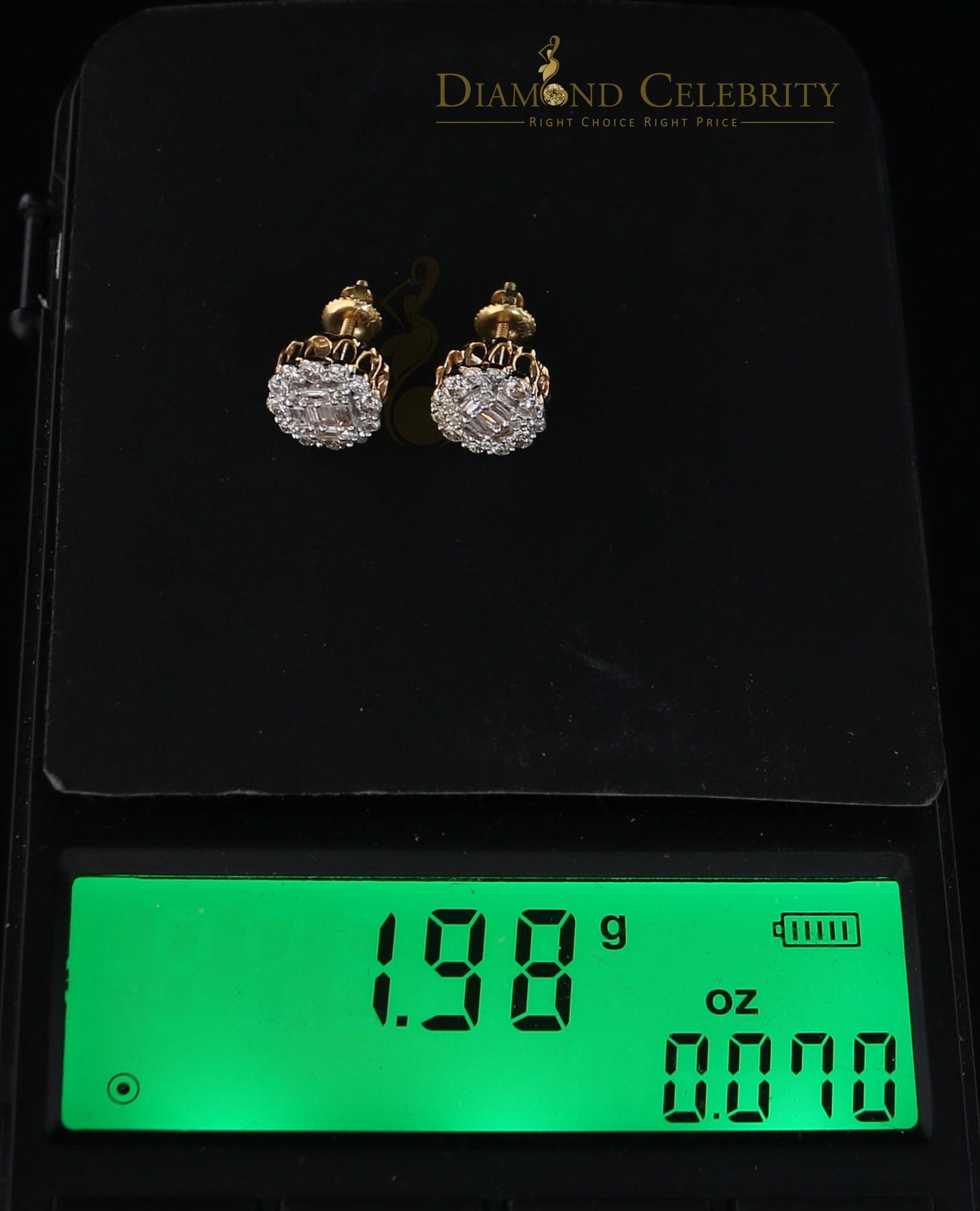 DiamondCelebritees10K Real Yellow Gold with 0.66CT Real Diamond Men's/Women's Stud Earrings