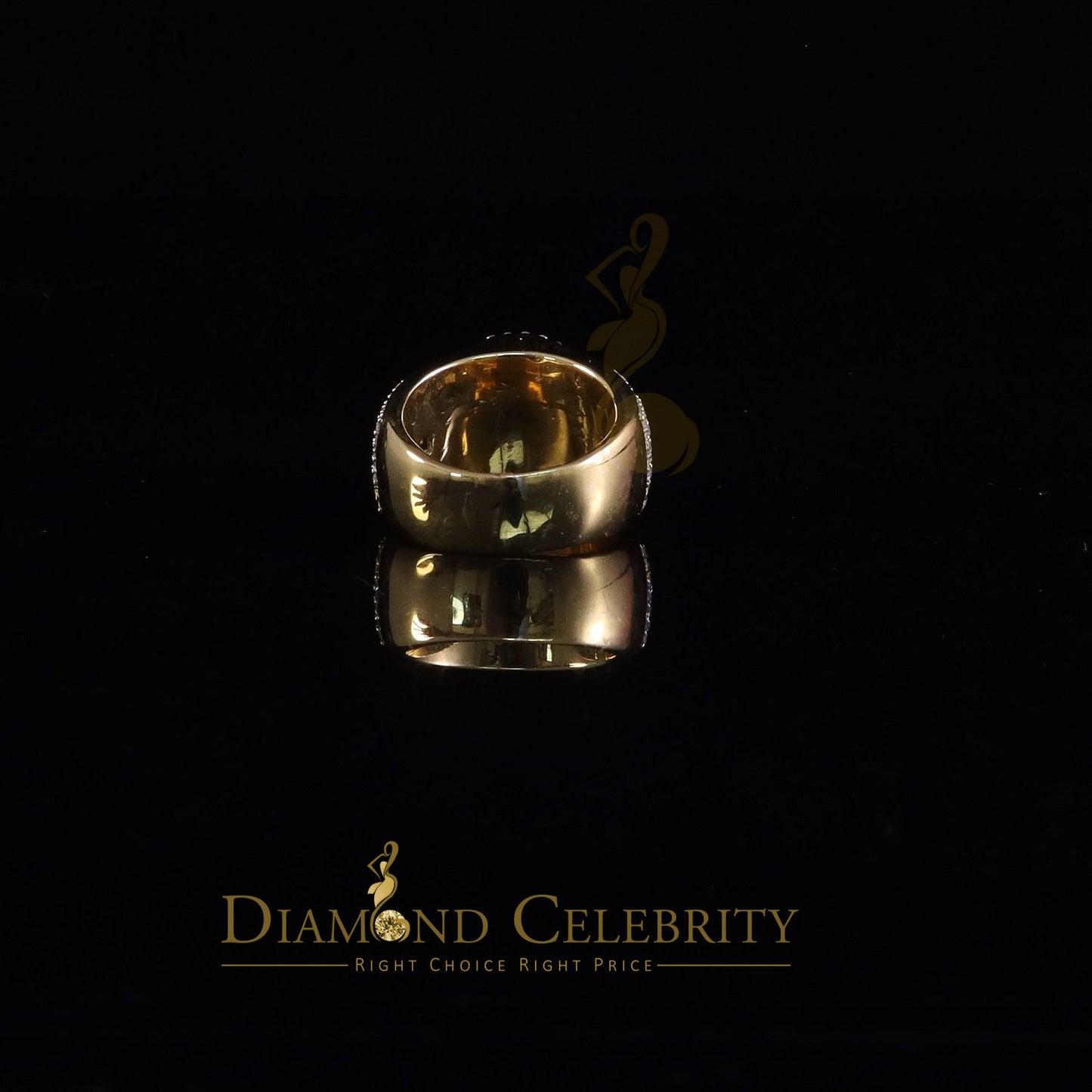 DiamondCelebritees Yellow Silver 4.50ct VVS 'D' Moissanite Baguette Round Rings Size 10 for Men's