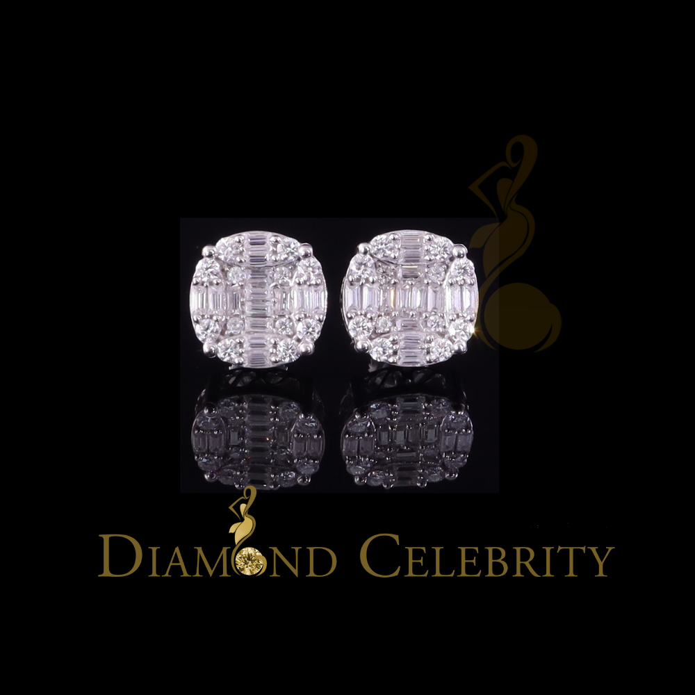 Diamondcelebritees Men's/Womens 925 Silver White 2.00ct VVS 'D' Moissanite Round Stud Earrings