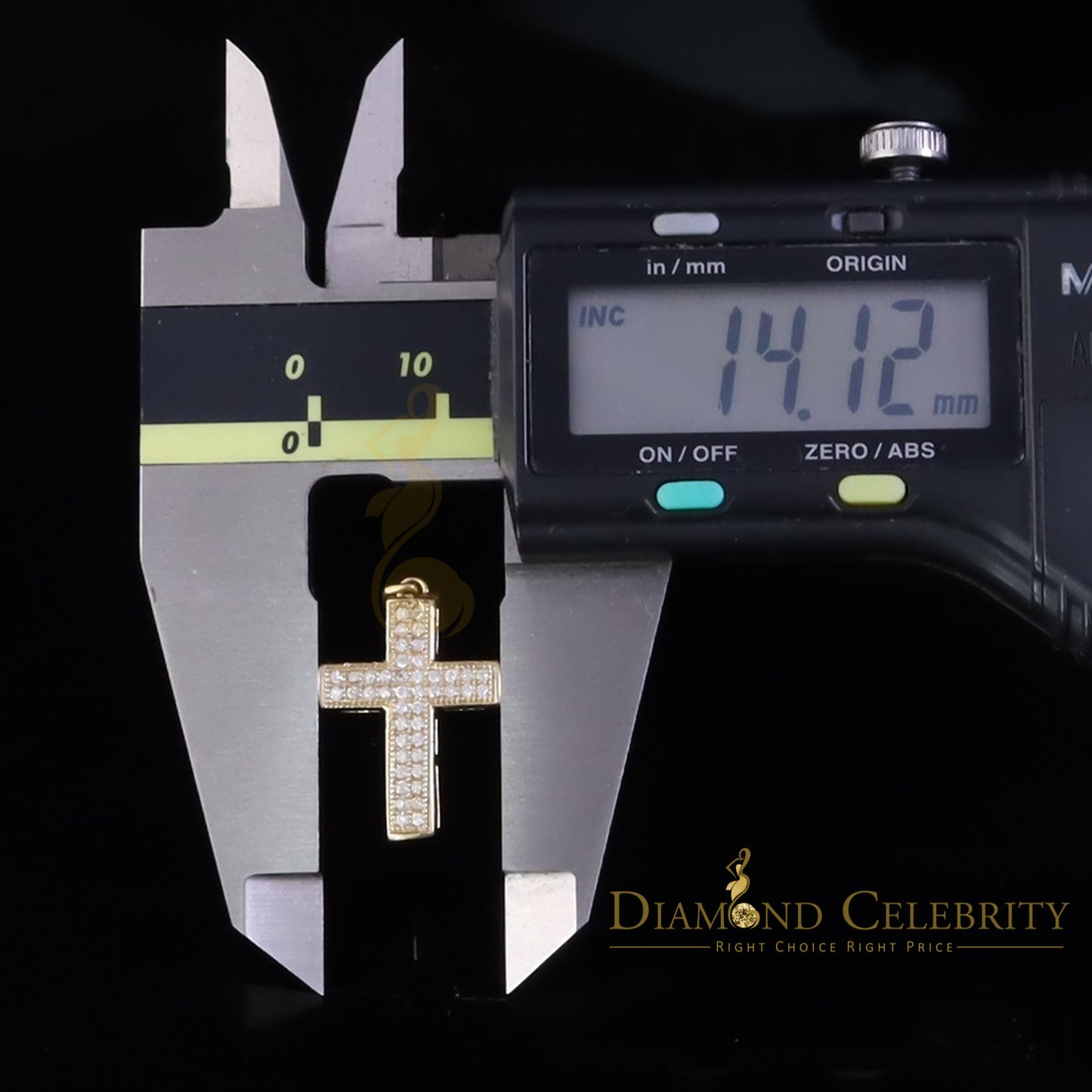 DiamondCelebritees Yellow 925 Sterling Silver Cross Shape Pendant with 0.44ct Cubic Zirconia Stone