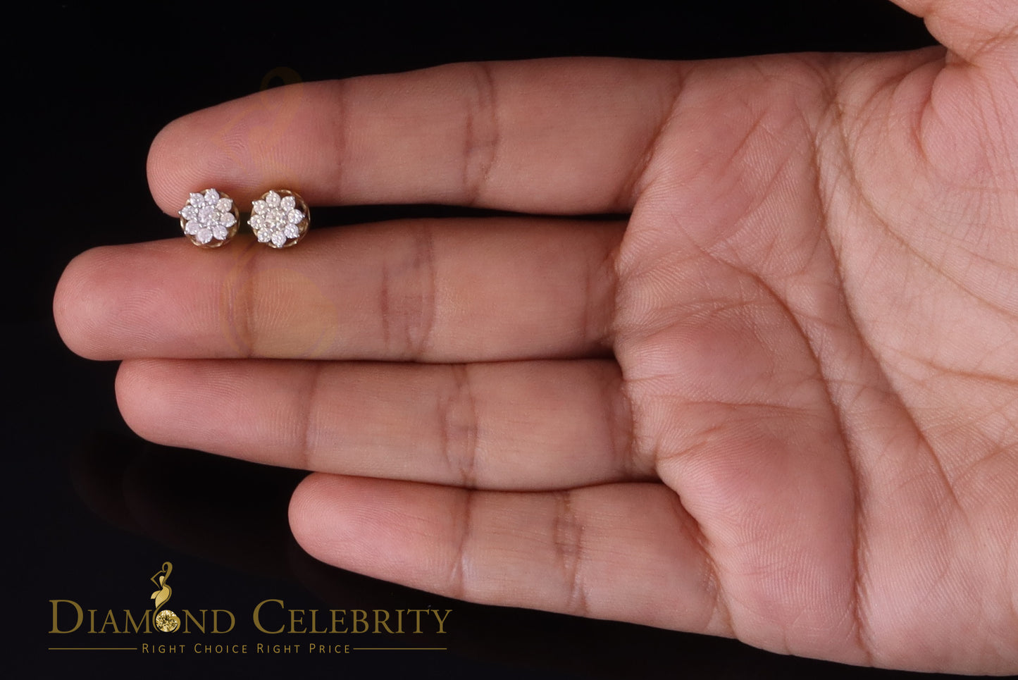 DiamondCelebritees 925 Silver Yellow 0.50ct VVS 'D' Moissanite Round Stud Earrings Men's/Womens