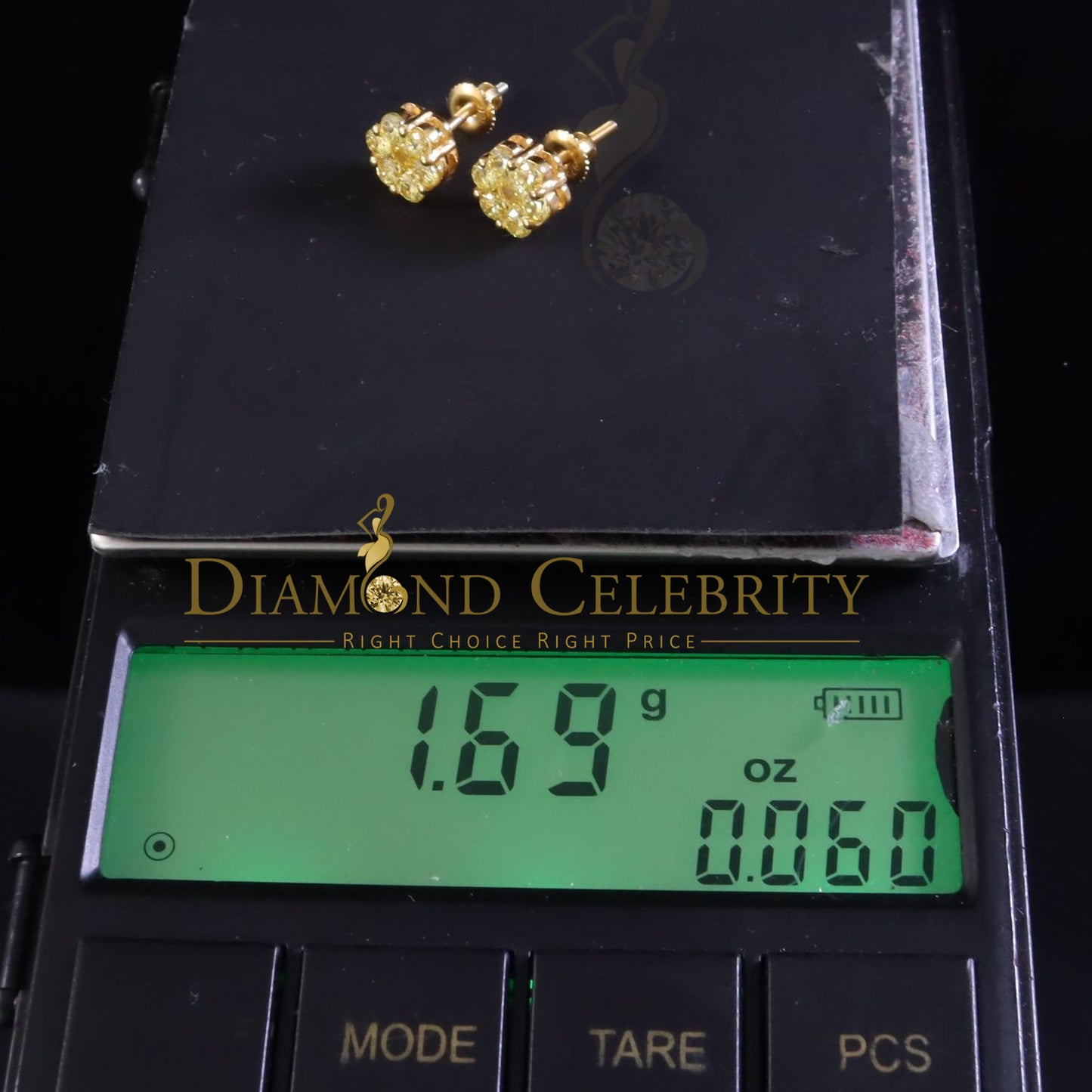 DiamondCelebritees Yellow 925 Silver Sterling 2.06ct Cubic Zirconia Hip Hop Floral Women's Earrings