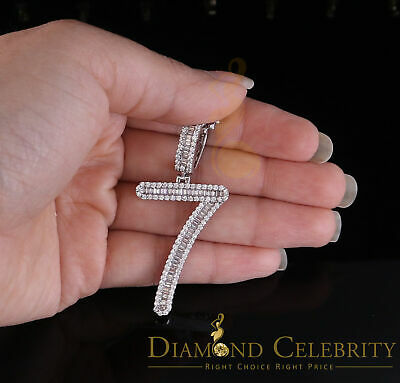 DiamondCelebritees White 925 Sterling Silver Numberic Number '7' Pendant with 3.66ct Cubic Zirconia