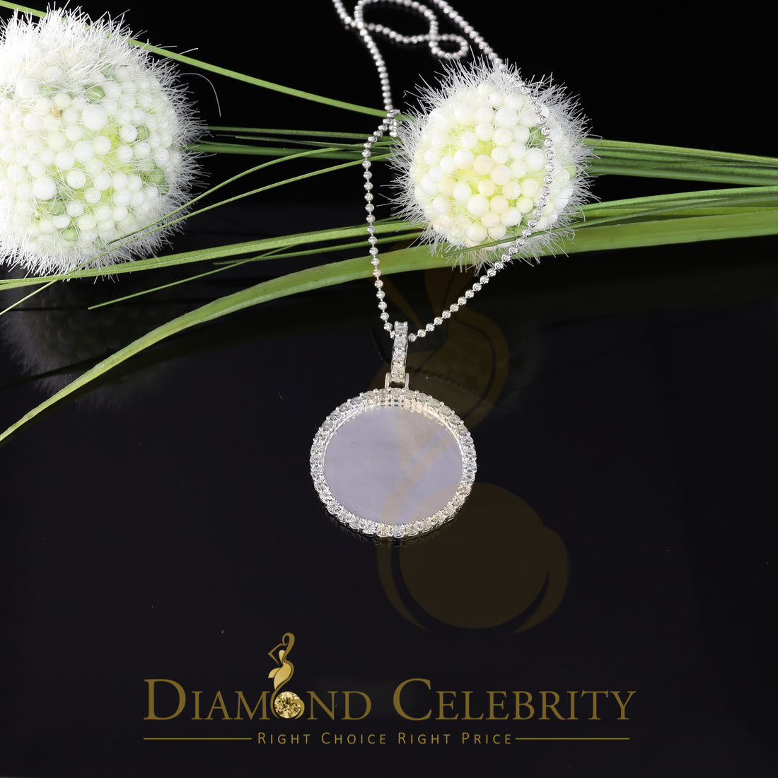 DiamondCelebritees Real 0.15ct Diamond 925 Sterling Silver 1.50" PICTURE Fashion White Pendant