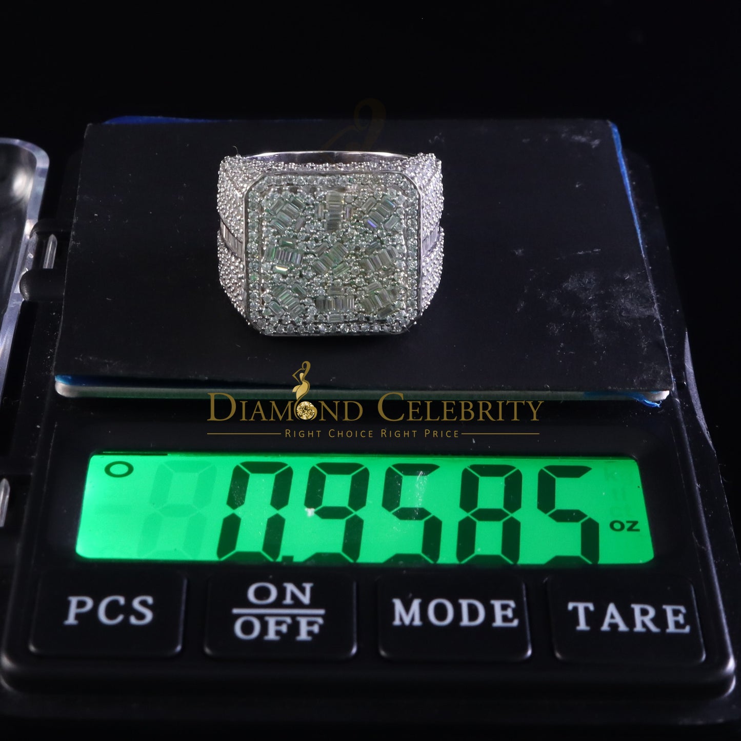 DiamondCelebritees Men's/Womens 6.50ct VVS 'D' Moissanite Stone White Silver Square Rings Size 10