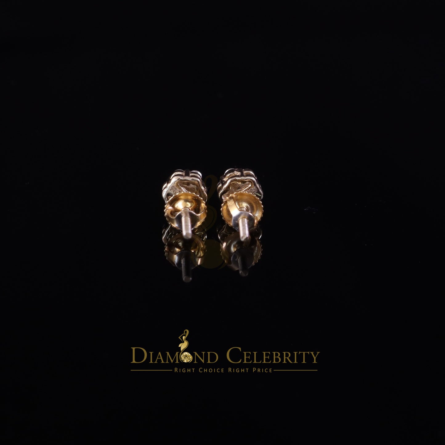DiamondCelebritees Men's/Womens 925 Silver Yellow 0.25ct VVS 'D' Moissanite Floral Stud Earrings