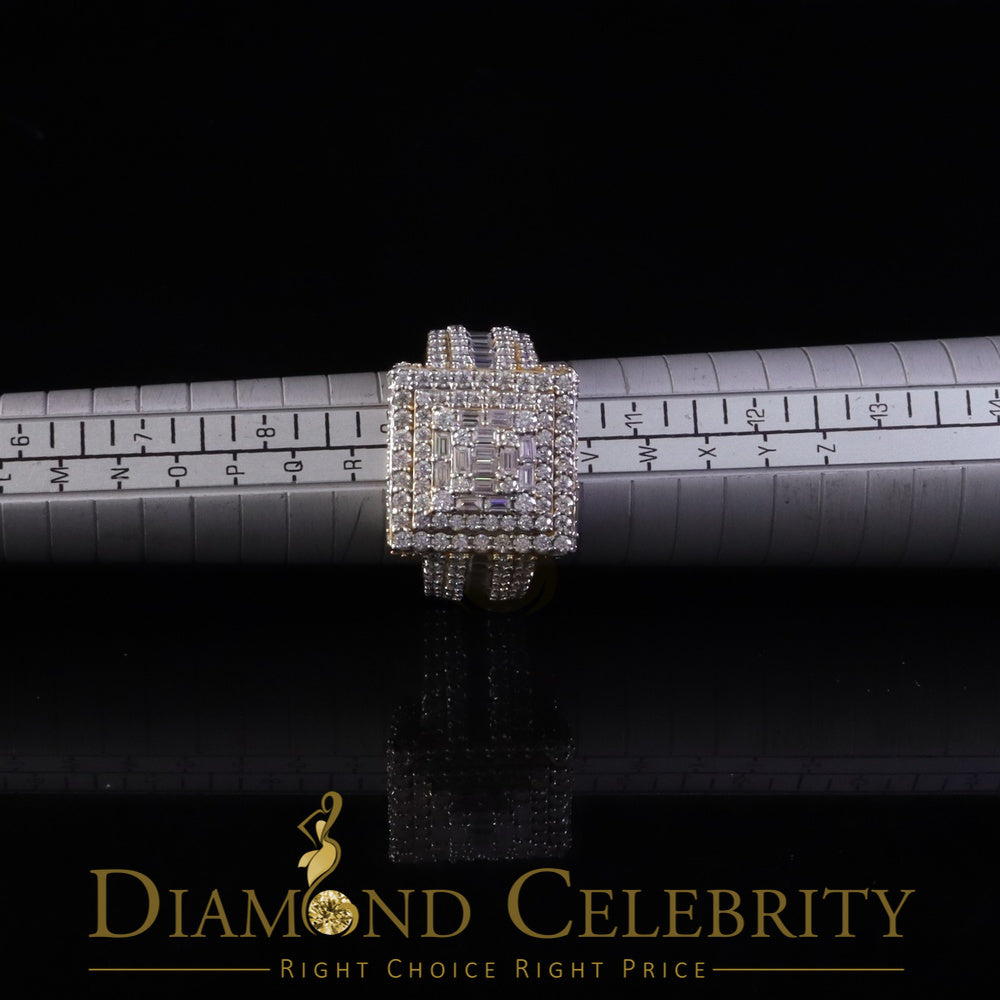 DiamondCelebritees 925 Yellow Silver 5.00ct VVS 'D' Moissanite Stone Men's for Square Rings Size 10