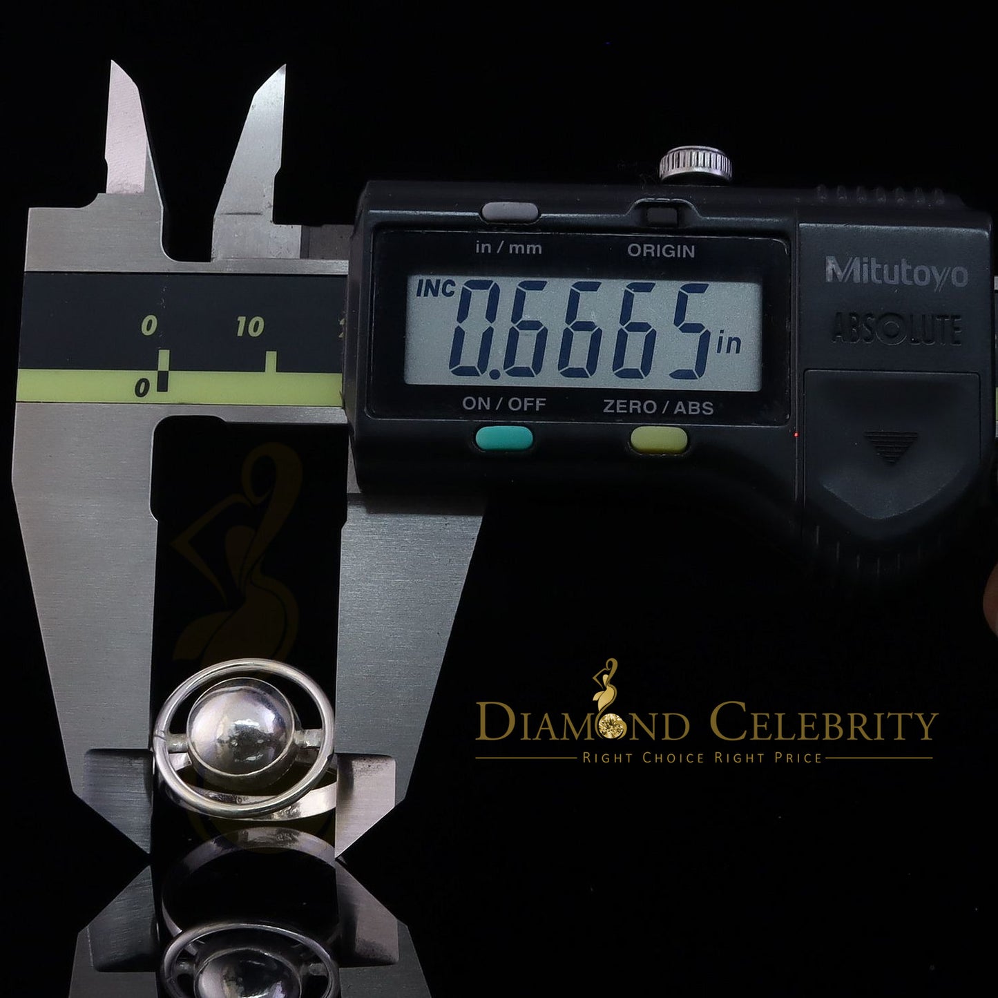 DiamondCelebritees White 925 Sterling Silver Solid Ball Women's Ring SZ 7