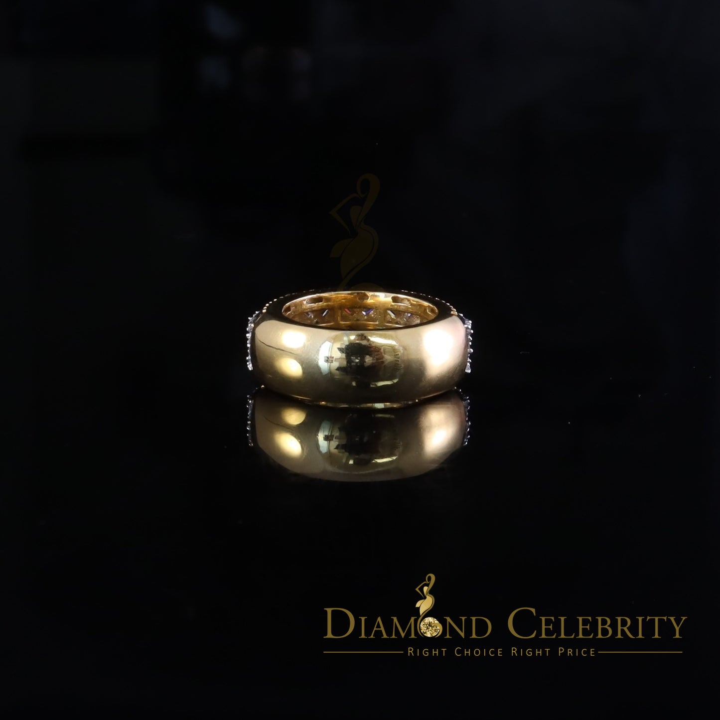 DiamondCelebritees New Baguette Band Ring SZ 8 Women/Men 925 Yellow Silver2.50ct VVS D Moissanite