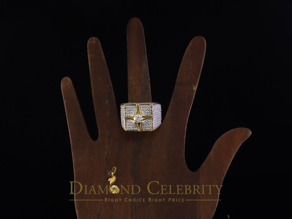 DiamondCelebritees 925 Yellow Sterling Silver 7.00ct VVS 'D' Moissanite Men's SquareRings Size 10