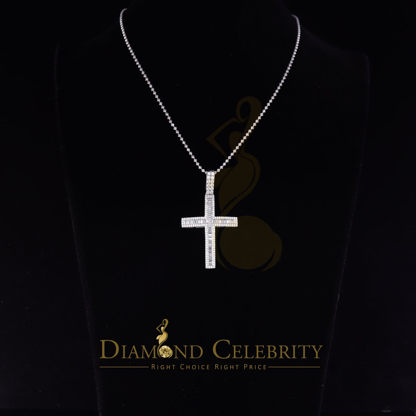 DiamondCelebritees Attractive 925 Sterling Silver Bug CROSS Pendant White 4.52ct Cubic Zirconia