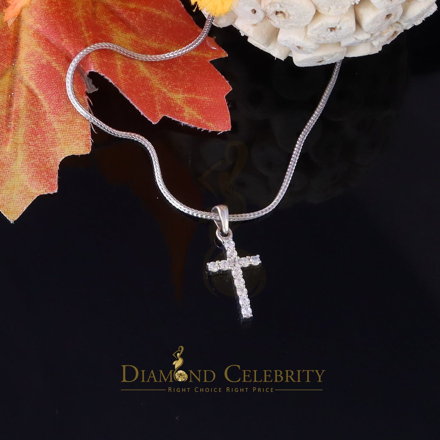 DiamondCelebritees White Beautiful CROSS Shape Sterling Silver Pendant 1.32ct Cubic Zirconia stone
