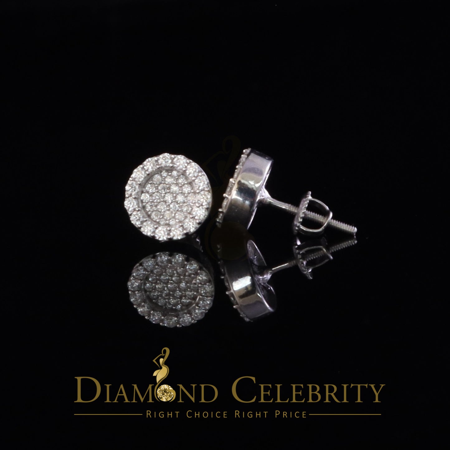 Diamondcelebritees 925 White Silver 0.66ct VVS 'D' Moissanite Round Stud Earring Men's/Womens