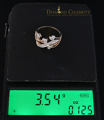 DiamondCelebritees Real 0.05CT Real Diamond Real 10kt Yellow Gold Womens HEART ARROW Ring Size 6.5