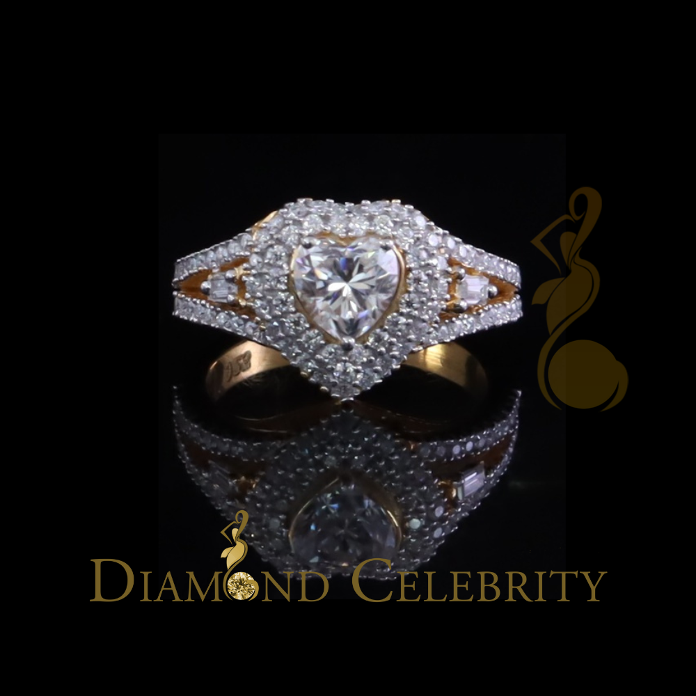 DiamondCelebritees Heart Ring Sz 7 for Women's 925 Yellow Sterling Silver 1.50ct VVS 'D' Moissanite