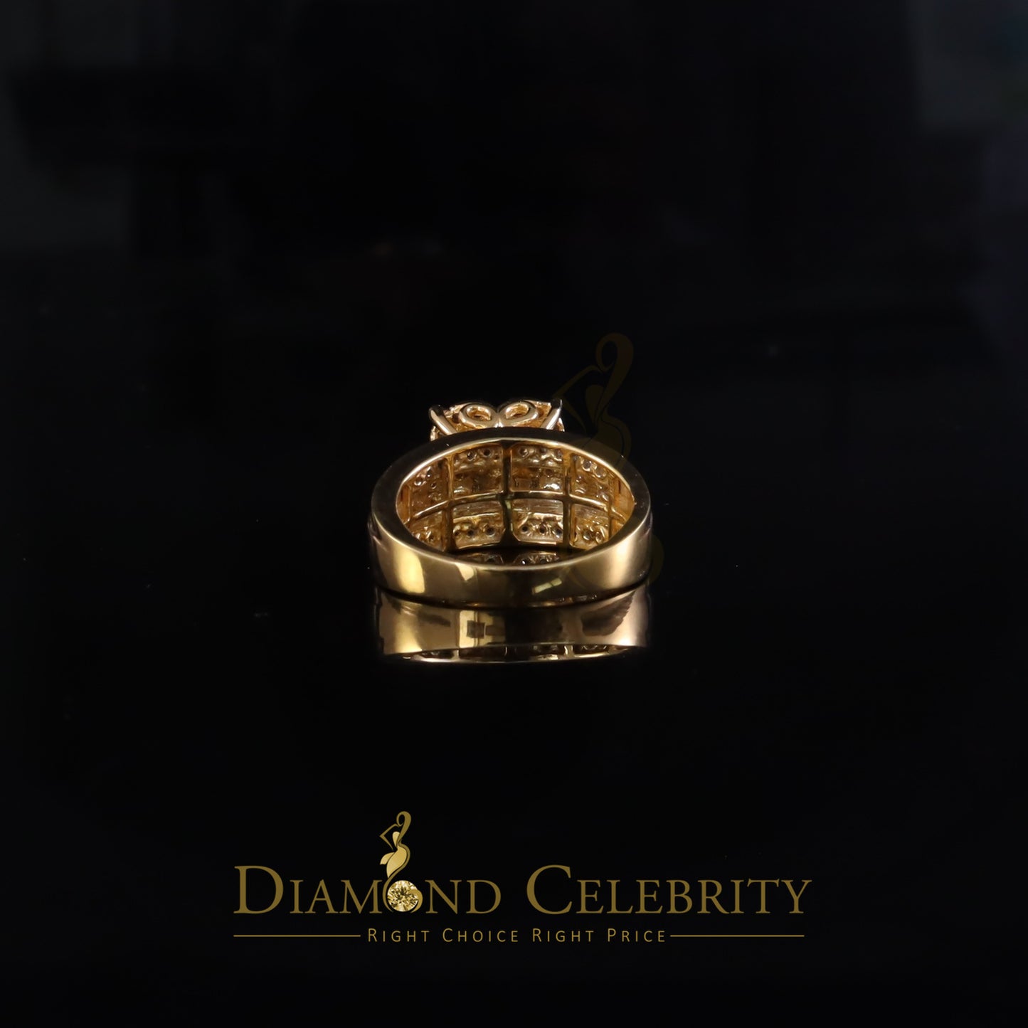 DiamondCelebritees Cinderella Real Diamond 0.25ct Heart Ring SZ7 Real 925 Yellow Silver for Women