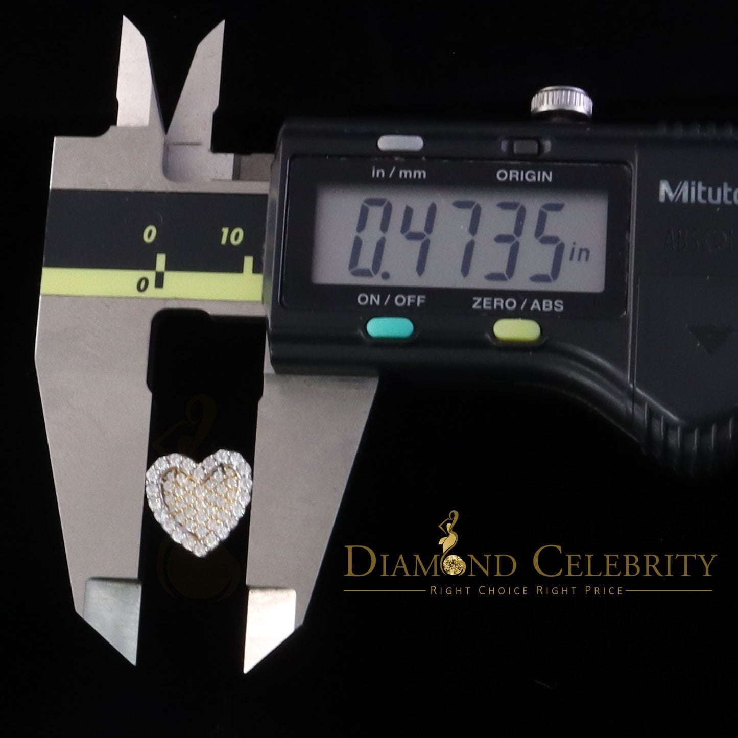 DiamondCelebritees 925 Yellow Silver 1.00ct VVS 'D' Moissanite Stone Heart Stud Earring Men's/Women