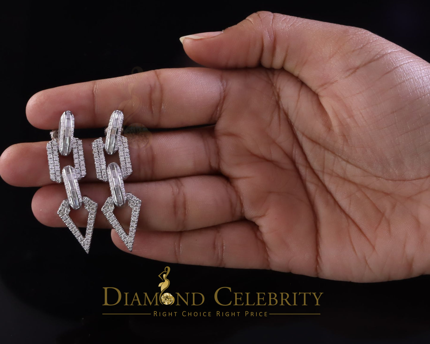 Diamondcelebritess New Dangling 925 Silver White 2.00CT VVS 'D Bugget Rd Moissanite Womens Earrings