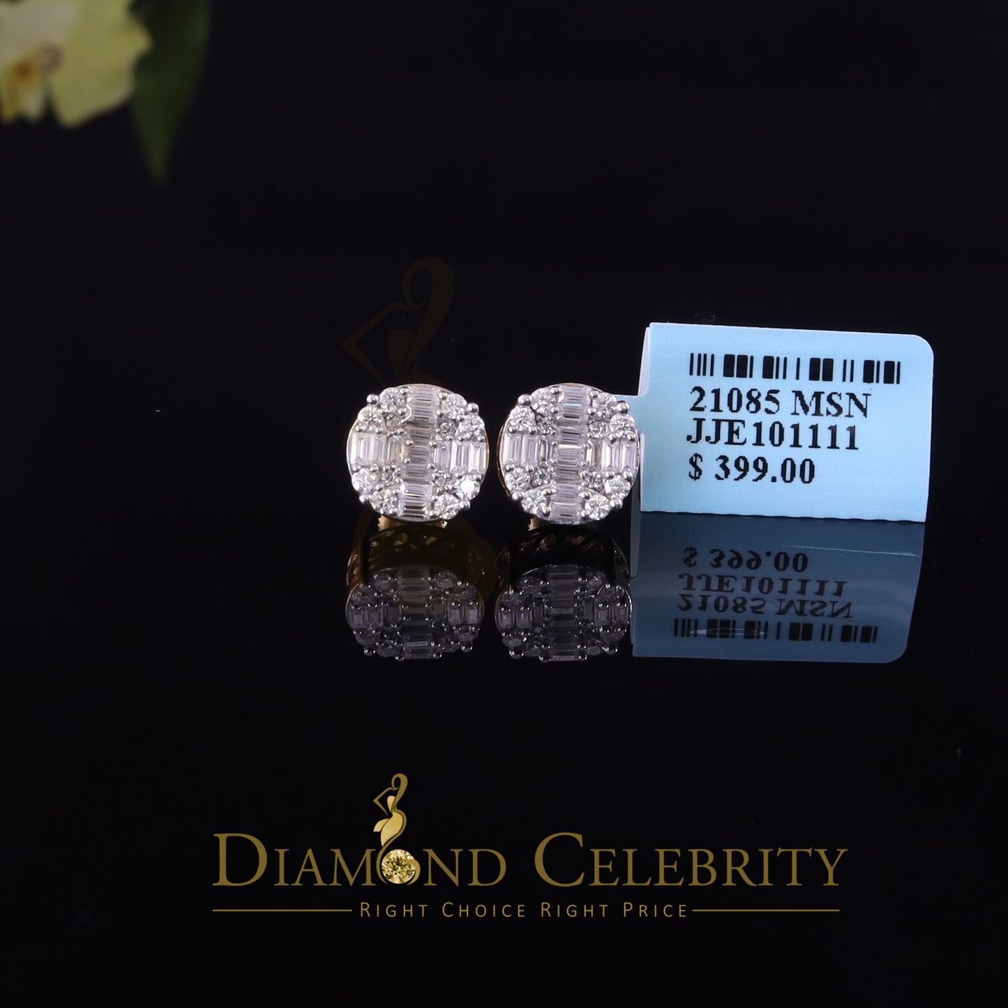DiamondCelebritees Mens/Womens 925 Silver Yellow 1.50ct VVS 'D' Moissanite Stud Round Earring