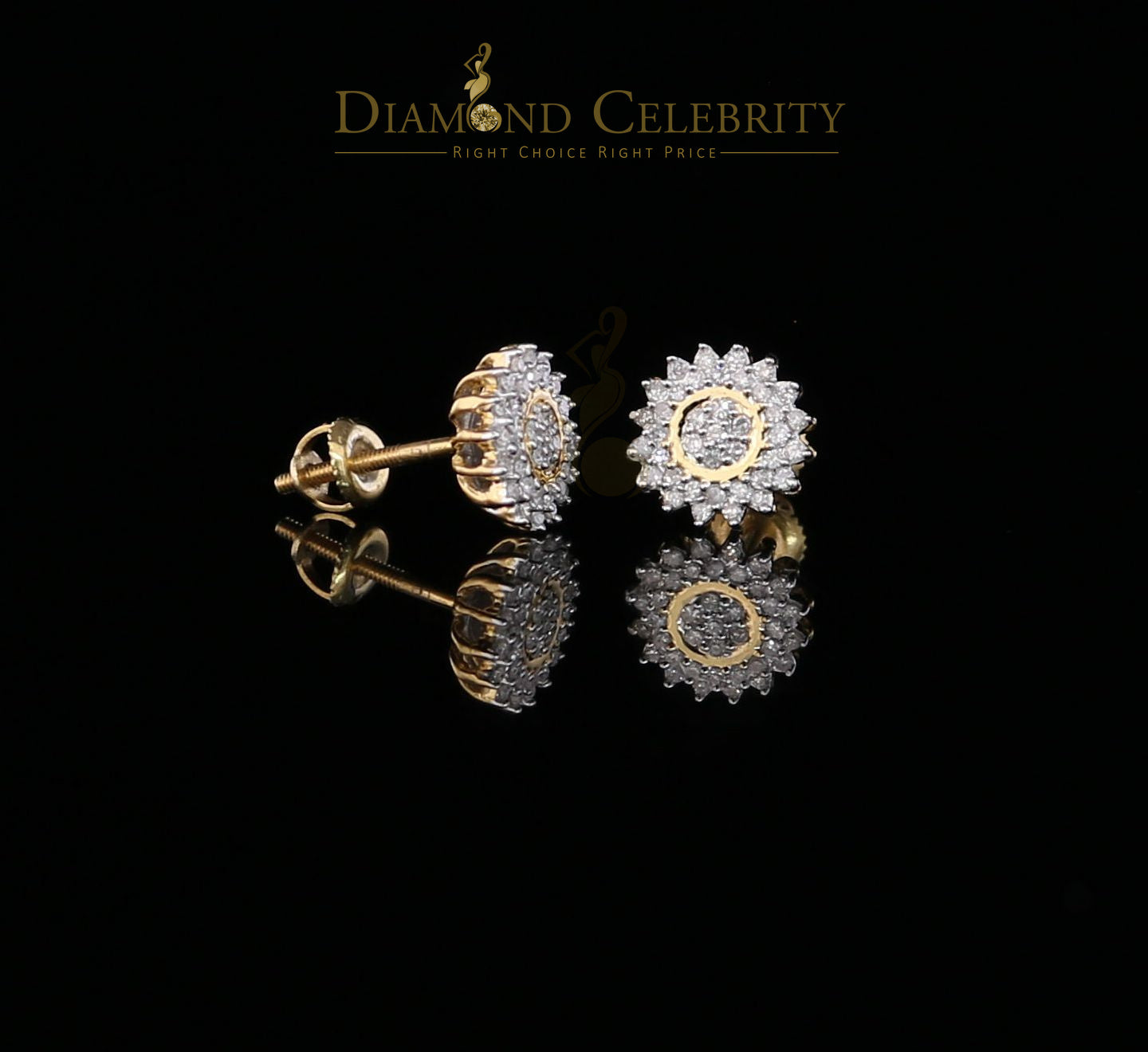 DiamondCelebritees10K Real Yellow Gold with 0.35CT Real Diamond Men's/Women's Stud Earrings