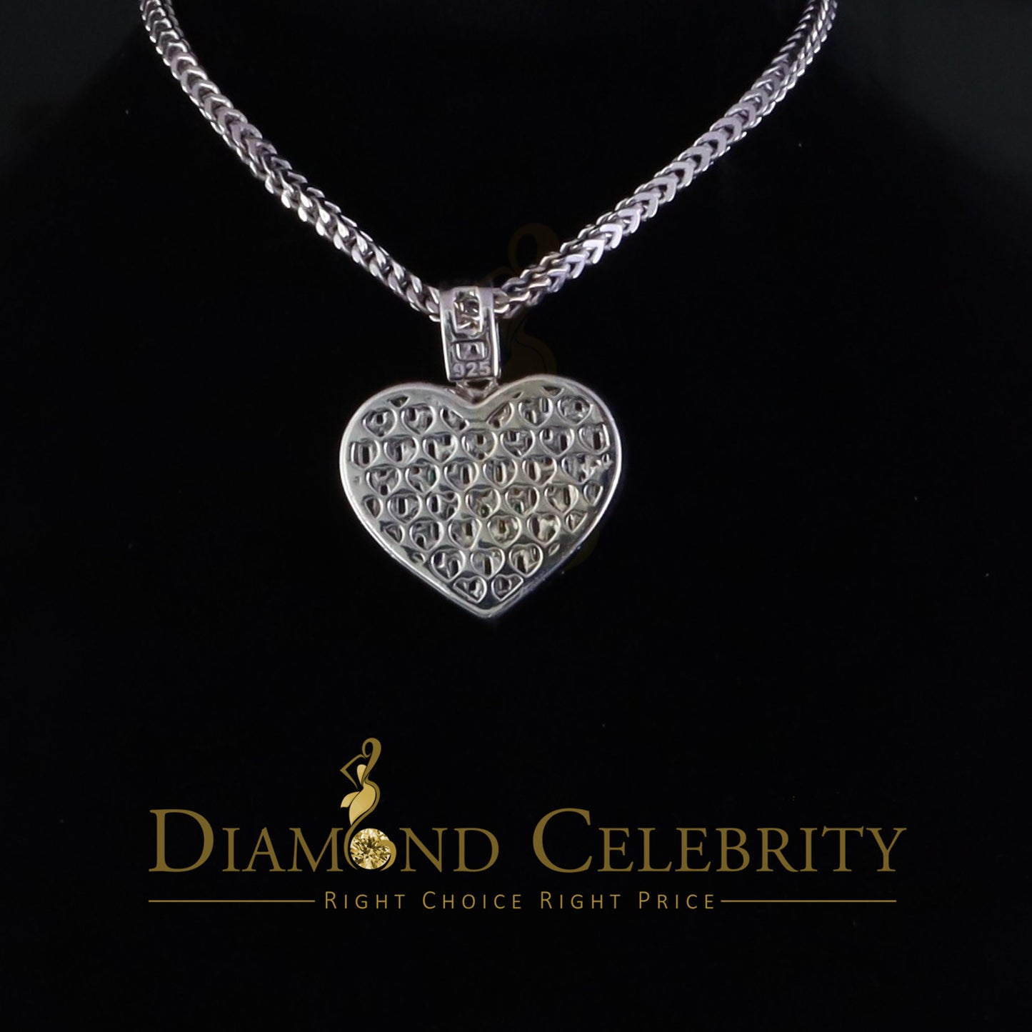 Diamondcelebritees 925 White Silver 6.50ct VVS D Clr. Moissanite Bagutte Heart Pendant Women's