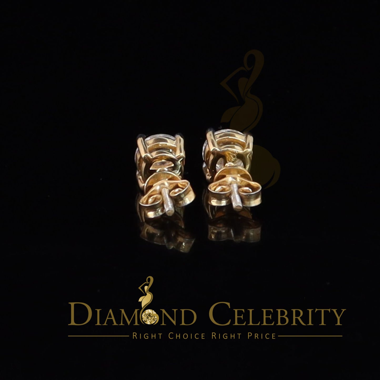 DiamondCelebritees Mens/Women Stud Yellow 925 Silver W/ 2.00ct VVS 'D' Moissanite Stud Earring