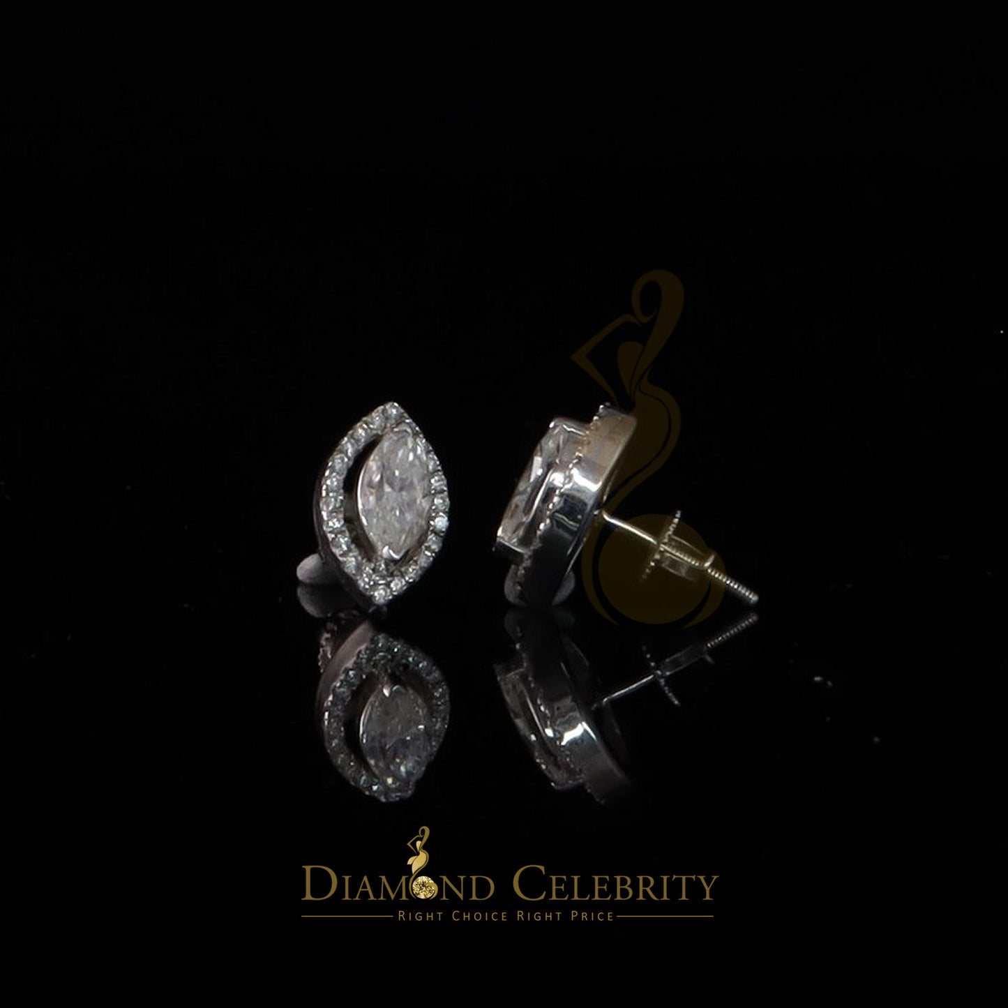 Diamondcelebritees Men's/Women's 925 Silver White 2.50 ct VVS 'D' Moissanite Stud Earrings