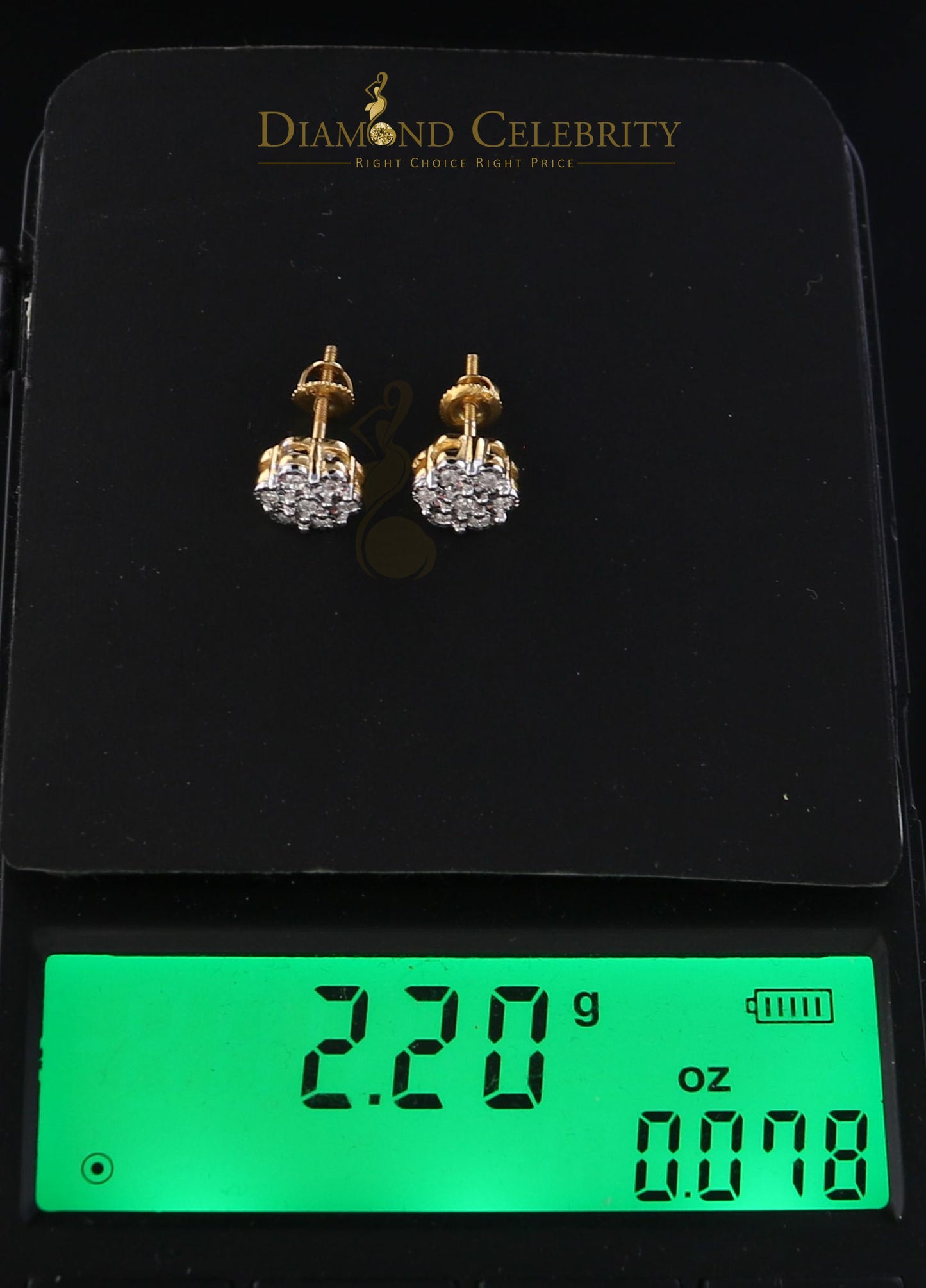 DiamondCelebriteesMen's 10K Real Yellow Gold Real 0.10CT Diamond illusion Stud Earrings for Women