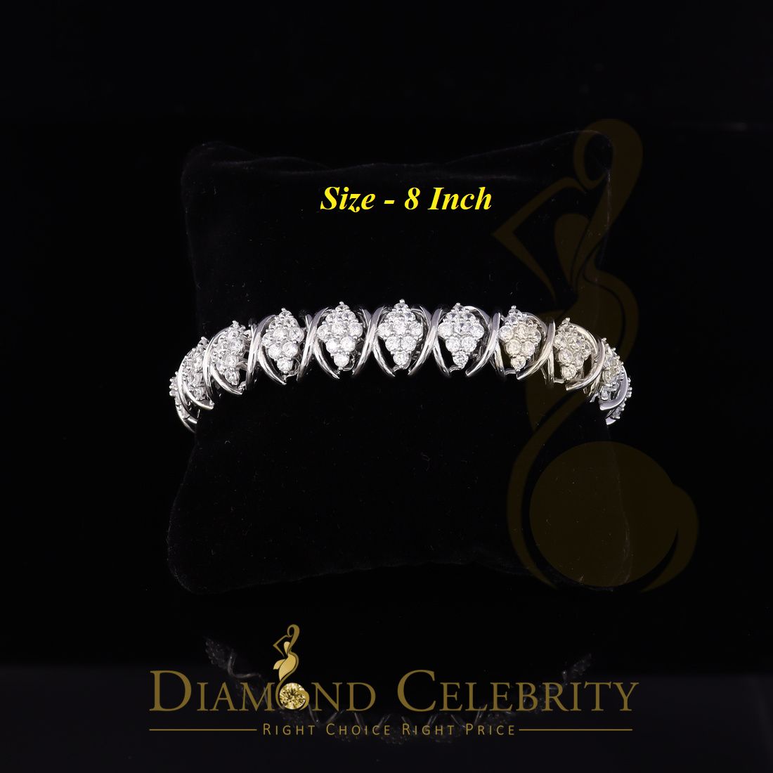 Diamondcelebritees White 925 Sterling Silver Women's Bracelet 23.0ct Cubic Zirconia Stone SZ 8 Inch