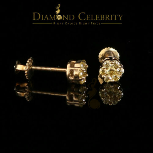 DiamondCelebritees 925 Yellow Silver 0.18ct Cubic Zirconia Women's & Men's Hip Hop Floral Earrings
