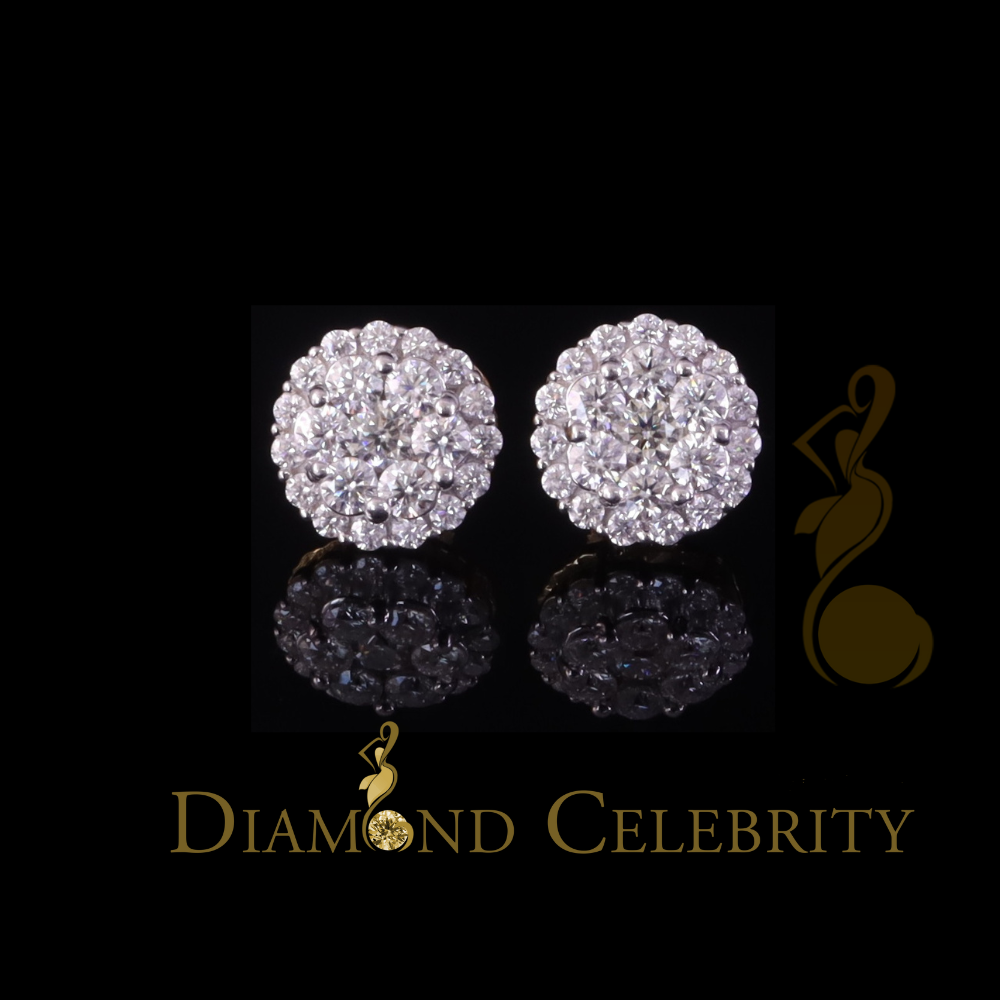 DiamondCelebritees Men's/Womens 925 Silver Yellow 1.66ct VVS 'D' Moissanite Round Stud Earrings
