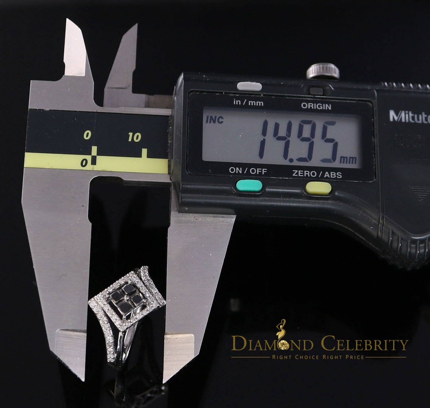 DiamondCelebritees Real 10kt White Gold with 0.50CT Real Diamond Four squrre FashionRing Size 6.5