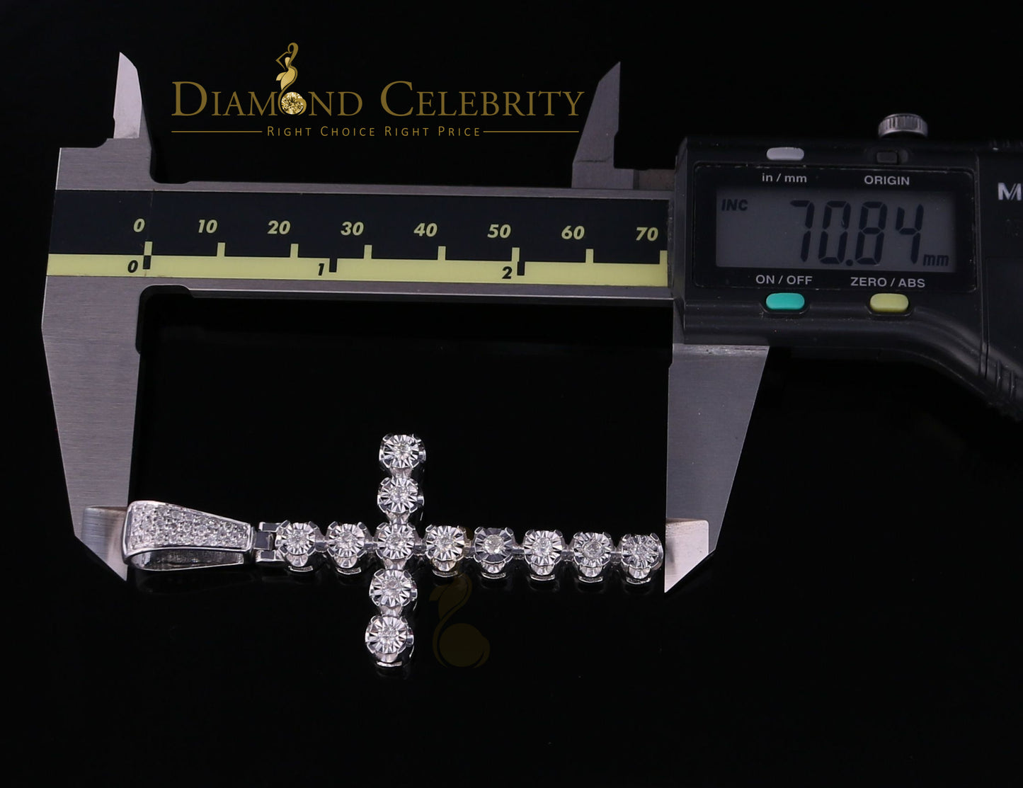 DiamondCelebritees Real 1.25ct Diamond Sterling Silver CROSS Charm Necklace Pendant in White