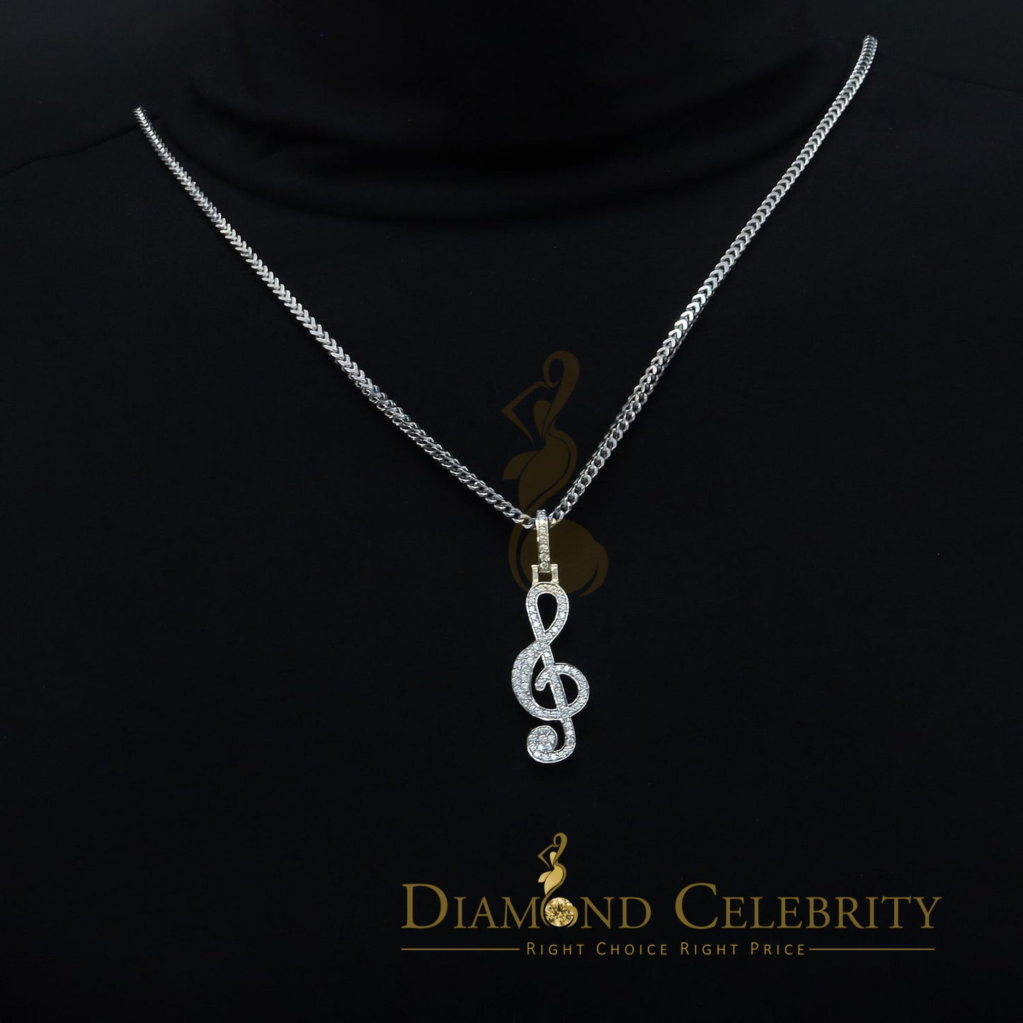 DiamondCelebritees Promise 925 White Sterling Silver MUSIC SIGN Pendant with 2.34ct Cubic Zirconia