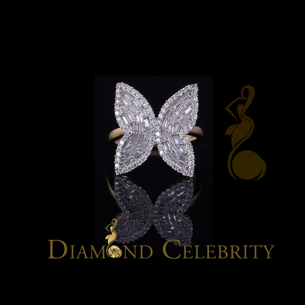 DiamondCelebritees Men's/Womens 925 Silver Yellow 1.50ct VVS 'D' Moissanite Butterfly Rings Size 7