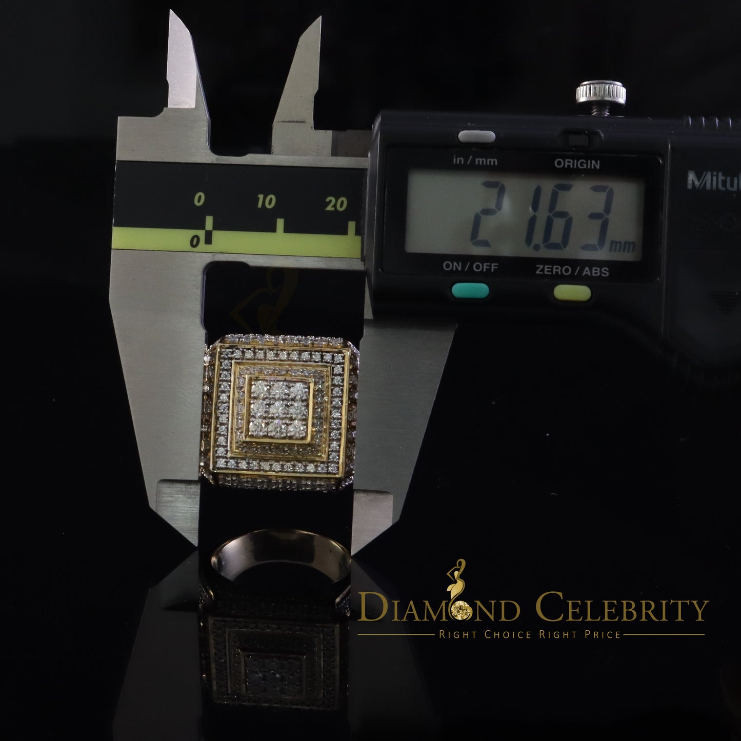 DiamondCelebritees Men's 925 Silver Yellow 4.00ct VVS 'D' Moissanite Square Rings Size 10