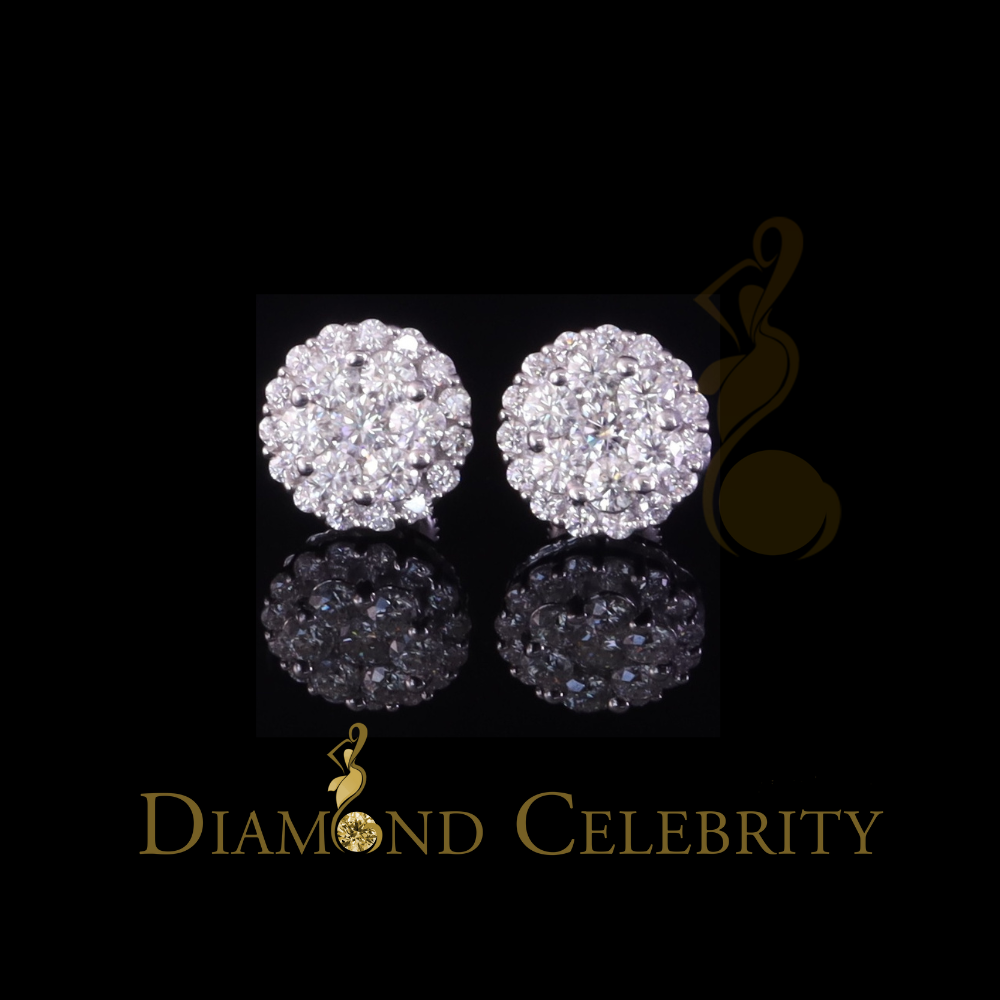 Diamondcelebritees Men's/Womens 925 Silver White 2.00ct VVS 'D' Moissanite Round Stone Earrings