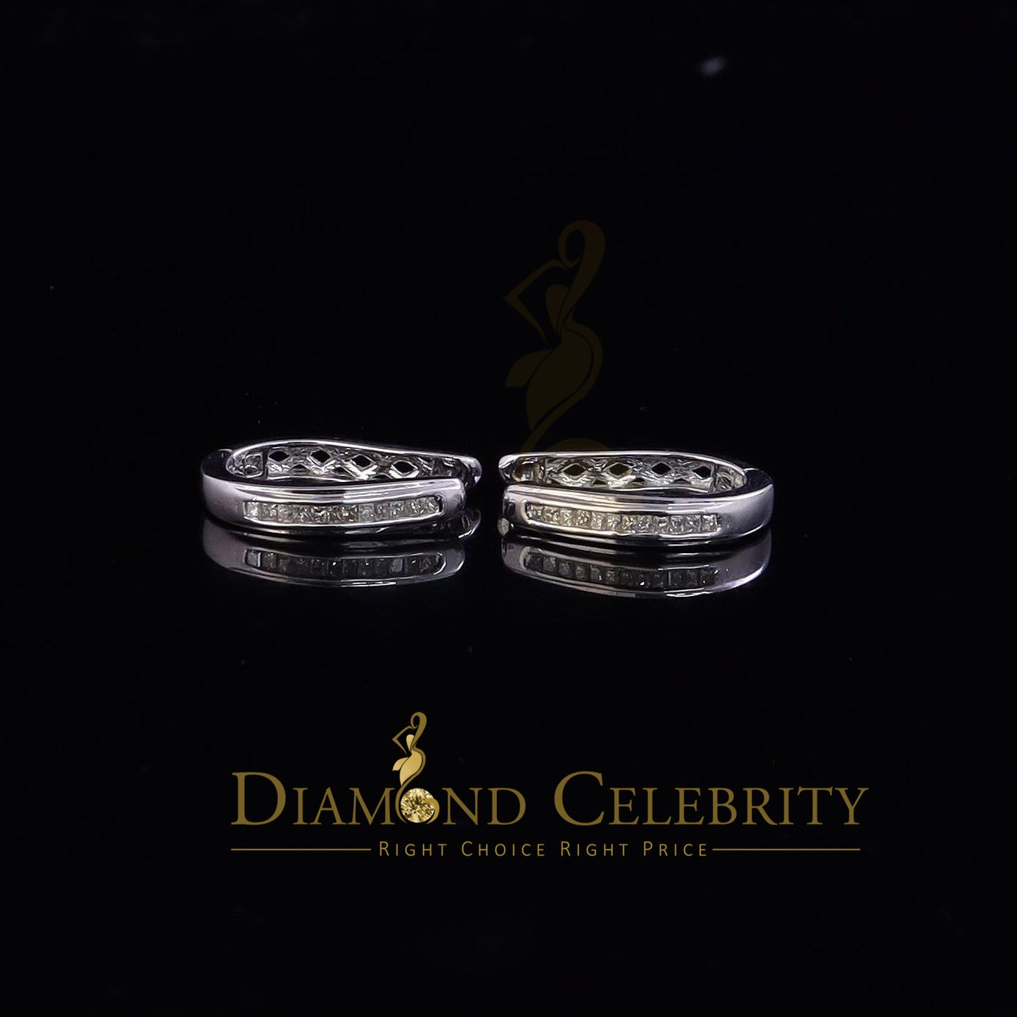 DiamondCelebritees 0.33ct Diamond 925 Sterling Silver White Hoop Stud Earrings For Men's / Women's