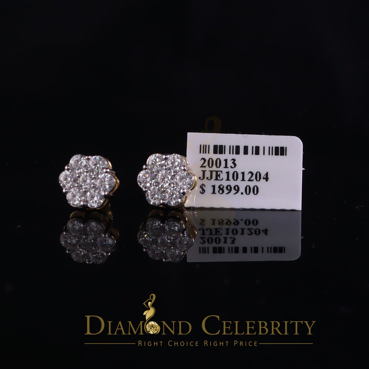 DiamondCelebritees Stud FLORAL Earrings 10k Real Yellow Gold 1.50ct VVS 'D' Color Real Moissanite