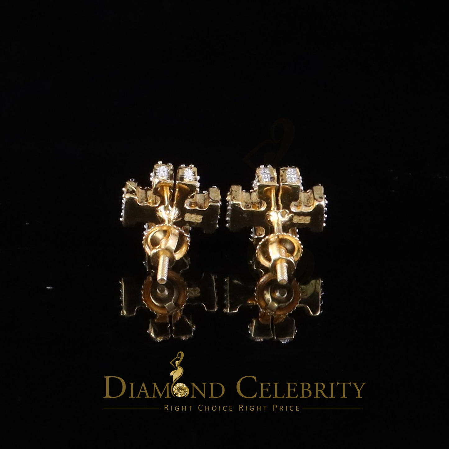 DiamondCelebritees Yellow 925 Silver Moissanite 1.0ct VVS 'D' Men's/Womens Designer Stud Earrings