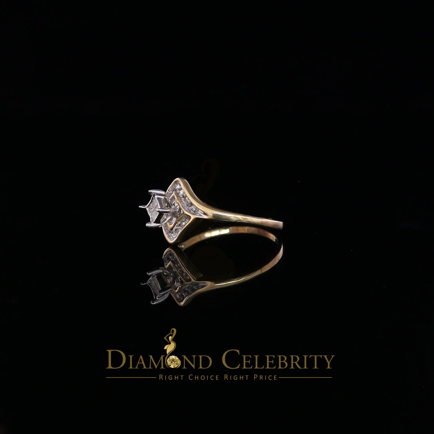 DiamondCelebritees Real 14kt Yellow Gold with 0.25CT Real Diamond FASHION Square Shape Ring Size 8