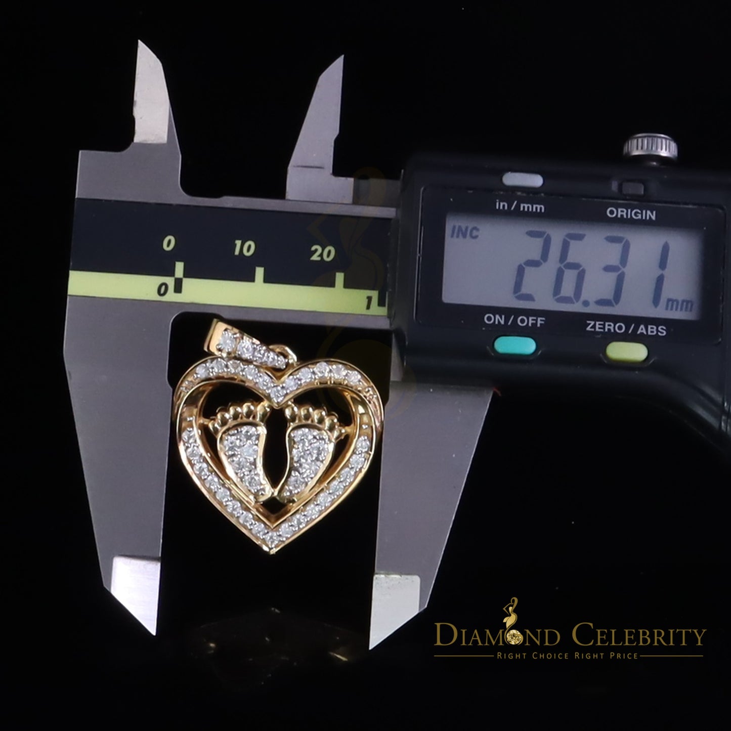 Diamondcelebritees 1.50ct Yellow Heart Child feet Mom 925 VVS D Silver Moissanite Women Pendant