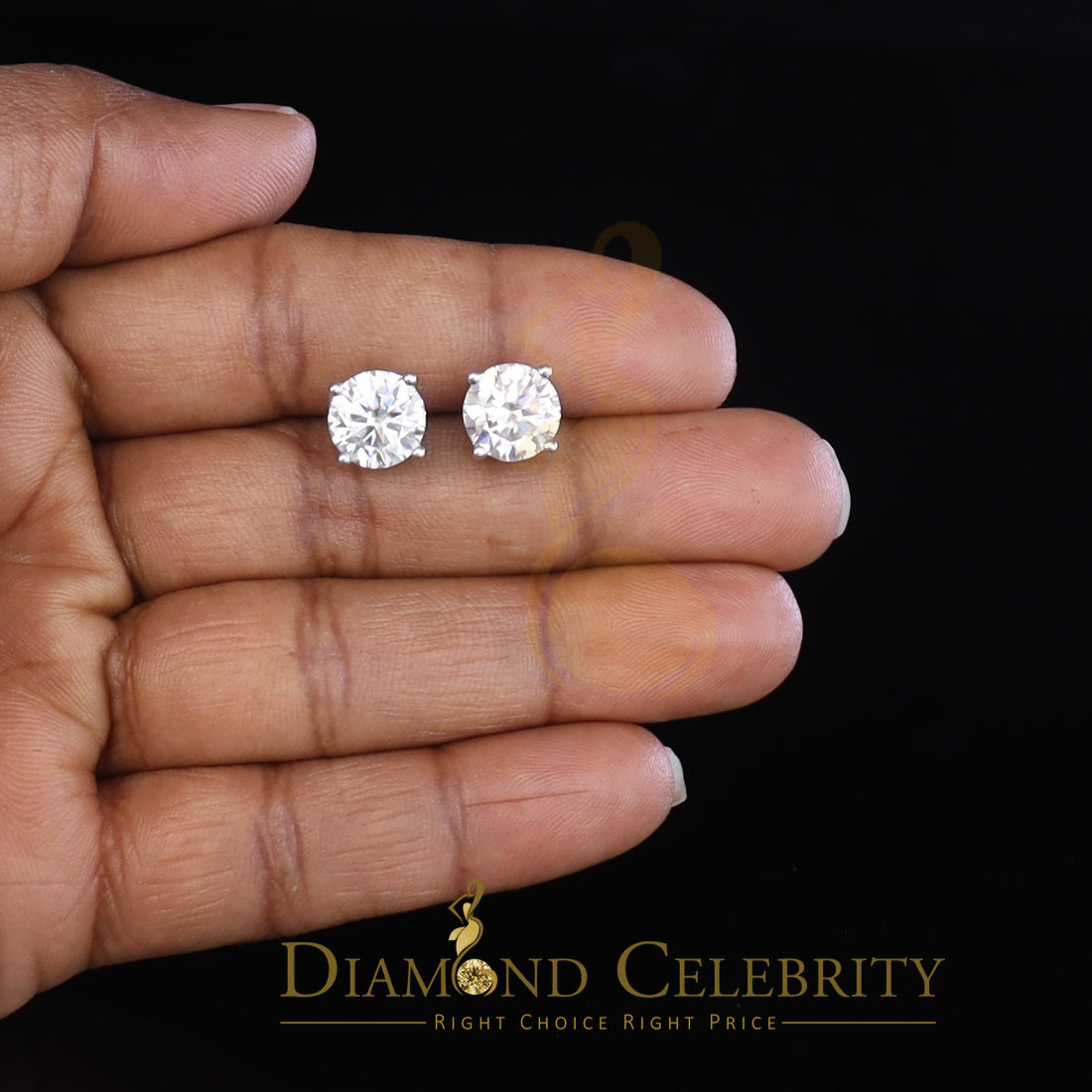 Diamondcelebritees Mens/Womens stud 925 silver White 4.50ct VVS 'D' Moissanite Stud Stud Earrings